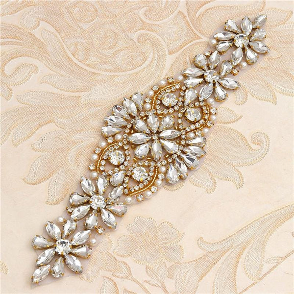 Rhinestone Bridal Applique: Iron-On Patch for Wedding Dress