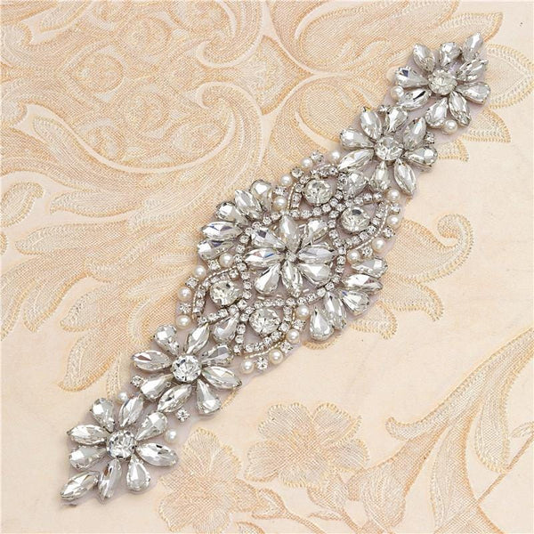 Rhinestone Bridal Applique: Iron-On Patch for Wedding Dress