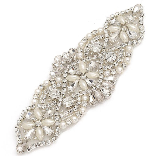 Rhinestone Bridal Applique: Iron-On Patch for Wedding Dress