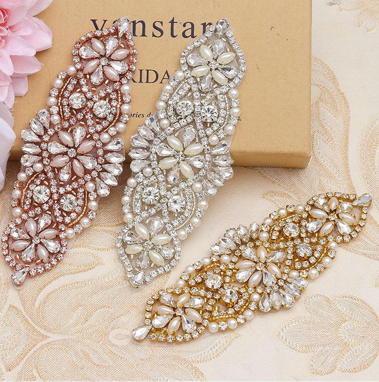 Rhinestone Bridal Applique: Iron-On Patch for Wedding Dress