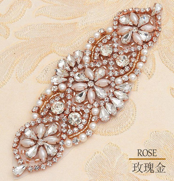 Rhinestone Bridal Applique: Iron-On Patch for Wedding Dress