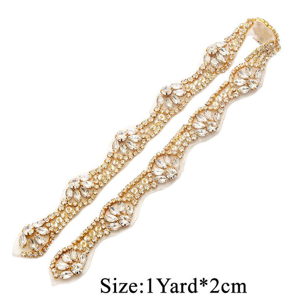 Rhinestone Bridal Dress Trim: Sparkling Wedding Sash Embellishment