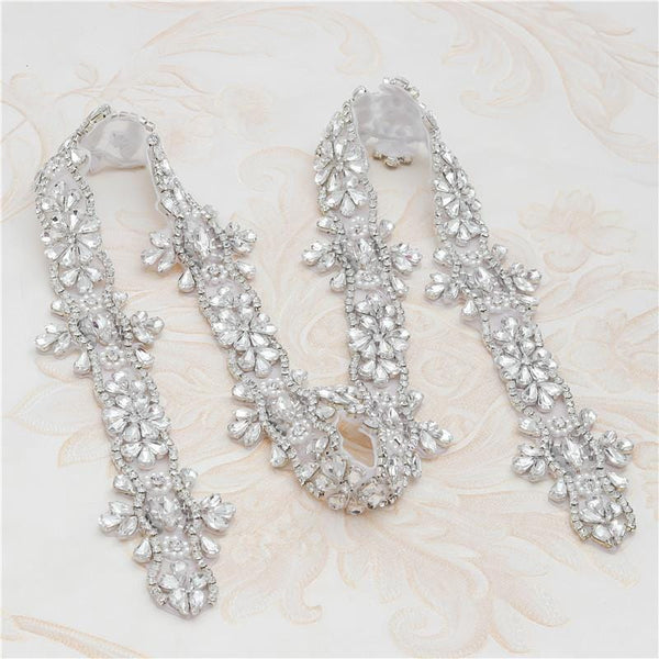Rhinestone Bridal Applique: Iron-On Patch, Dress Belt Trim (2in Wide)