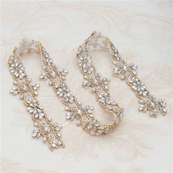 Rhinestone Bridal Applique: Iron-On Patch, Dress Belt Trim (2in Wide)