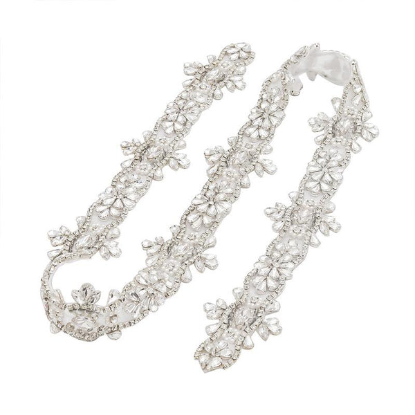 Rhinestone Bridal Applique: Iron-On Patch, Dress Belt Trim (2in Wide)