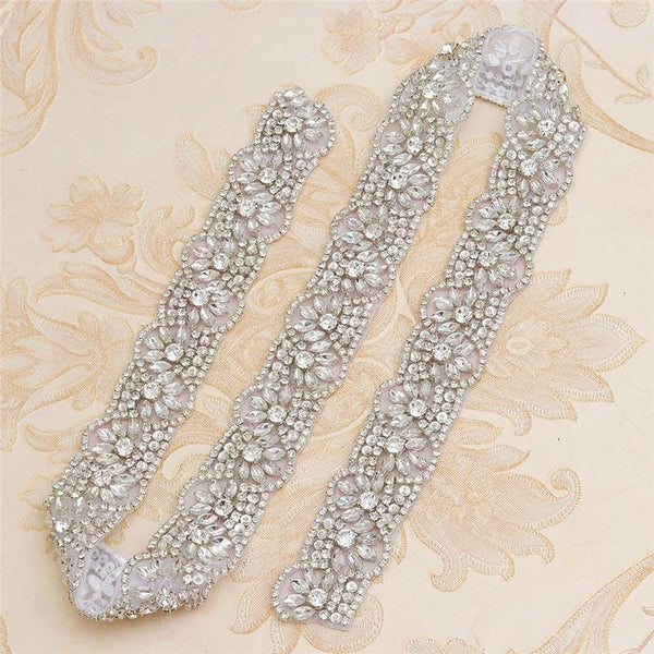 Rhinestone Bridal Belt Applique: Iron-On Patch, 1 1/2" Wide