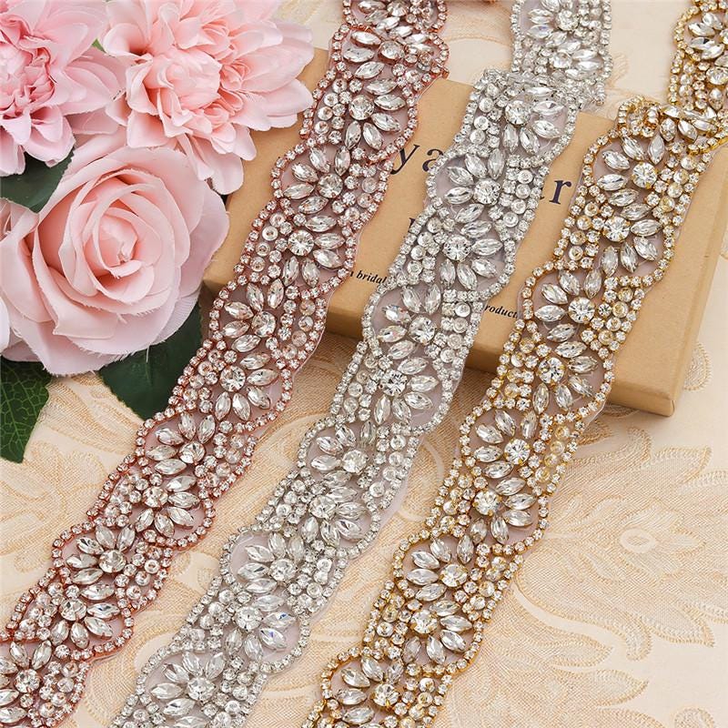 Rhinestone Bridal Belt Applique: Iron-On Patch, 1 1/2" Wide