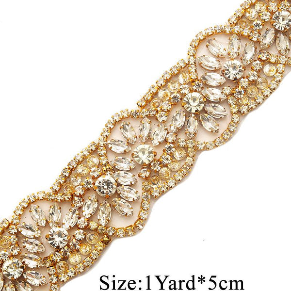 Rhinestone Bridal Belt Applique: Iron-On Patch, 1 1/2" Wide