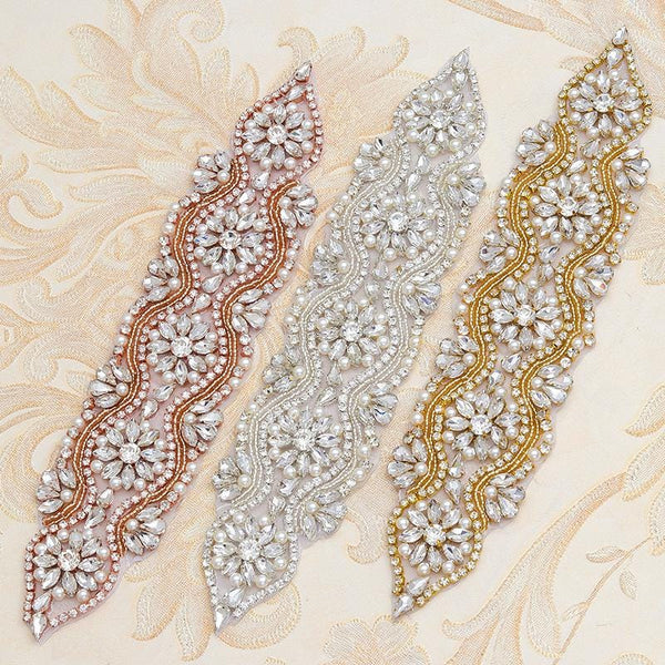Rhinestone Bridal Applique: Iron-On Patch for Wedding Dress