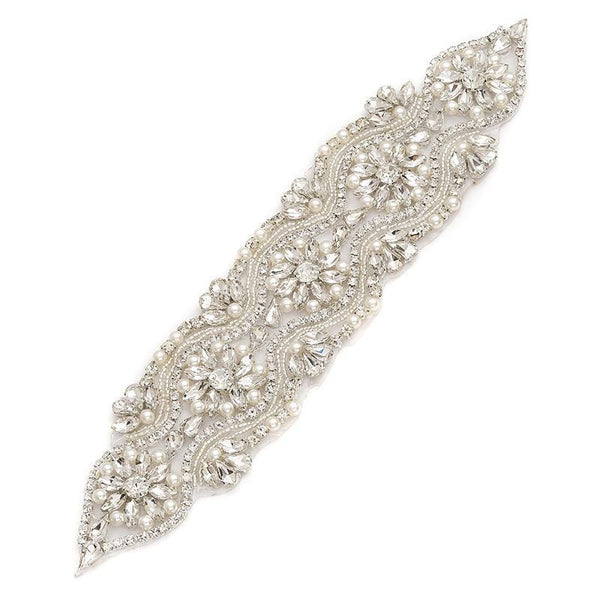 Rhinestone Bridal Applique: Iron-On Patch for Wedding Dress