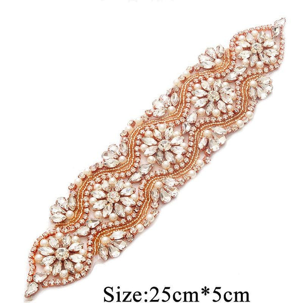 Rhinestone Bridal Applique: Iron-On Patch for Wedding Dress