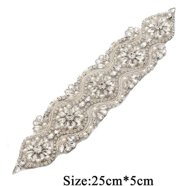 Rhinestone Bridal Applique: Iron-On Patch for Wedding Dress