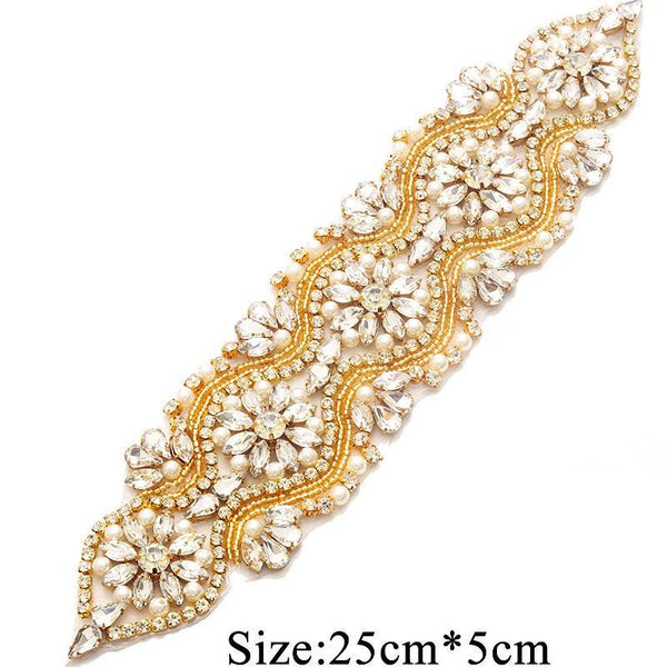 Rhinestone Bridal Applique: Iron-On Patch for Wedding Dress