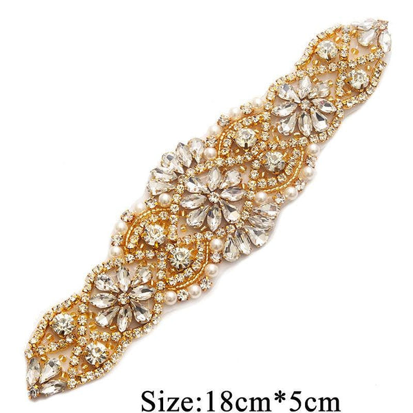 Rhinestone Bridal Applique: Iron-On Patch for Wedding Dress