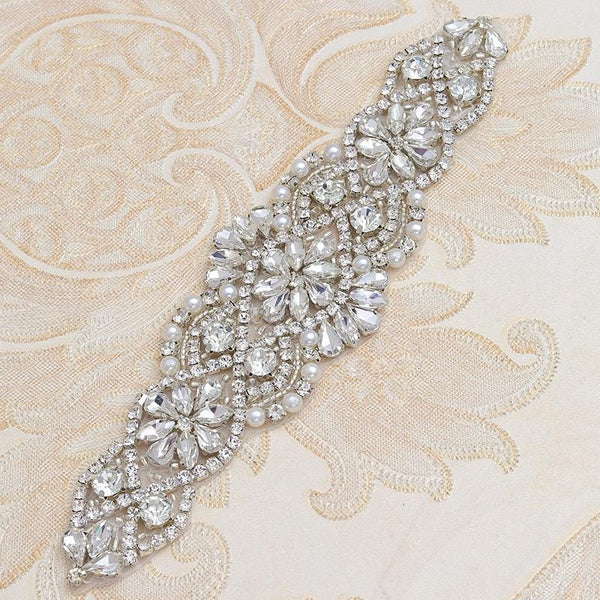Rhinestone Bridal Applique: Iron-On Patch for Wedding Dress