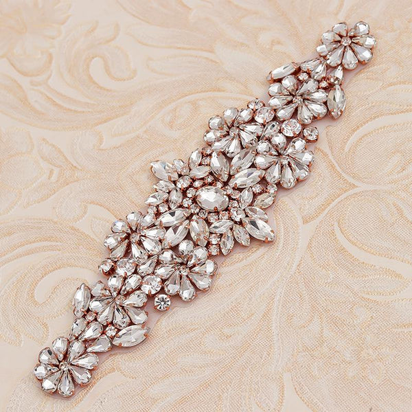 Rhinestone Bridal Applique: Iron-On Patch for Wedding Dress