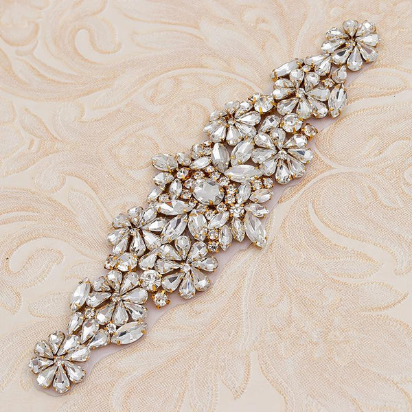 Rhinestone Bridal Applique: Iron-On Patch for Wedding Dress