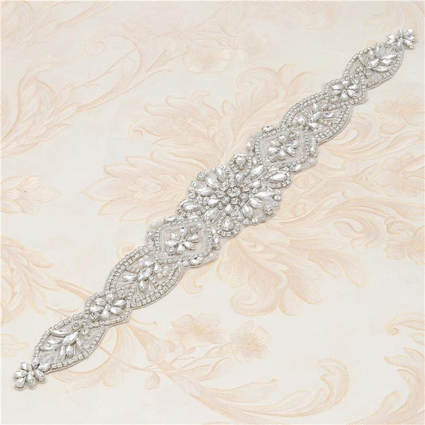 Rhinestone Bridal Applique: Iron-On Patch for Wedding Dress