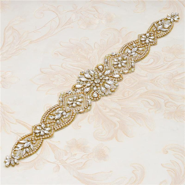 Rhinestone Bridal Applique: Iron-On Patch for Wedding Dress