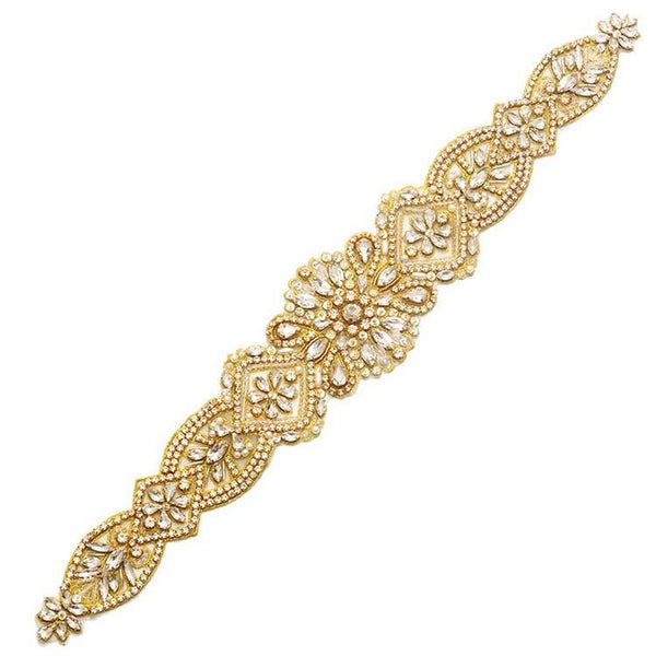 Rhinestone Bridal Applique: Iron-On Patch for Wedding Dress