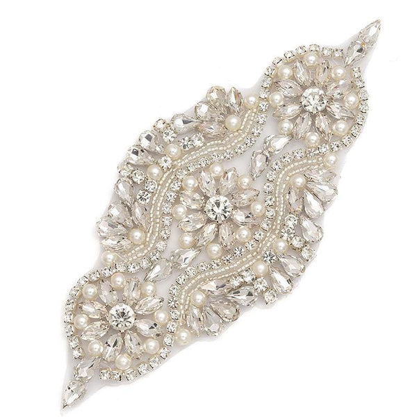 Rhinestone Bridal Applique: Iron-On Patch for Wedding Dress