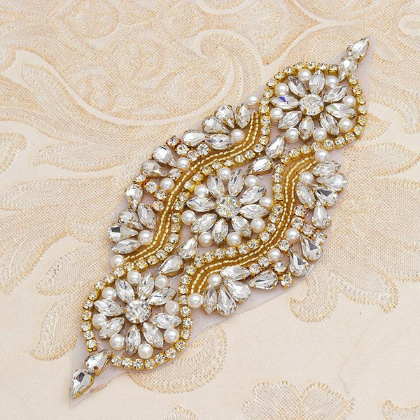Rhinestone Bridal Applique: Iron-On Patch for Wedding Dress