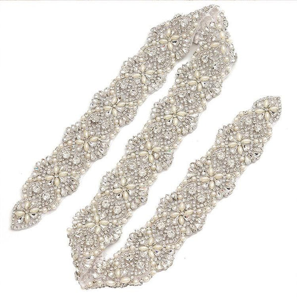 Rhinestone Bridal Belt Applique: Iron-On Patch (1 Yard)