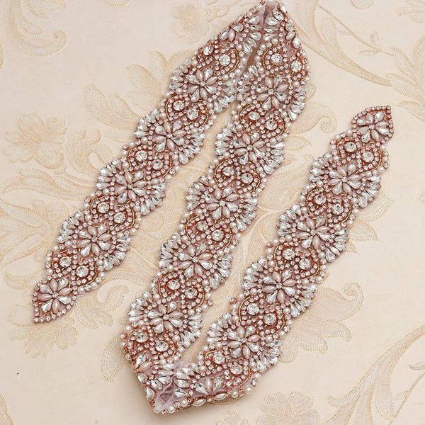 Rhinestone Bridal Belt Applique: Iron-On Patch (1 Yard)