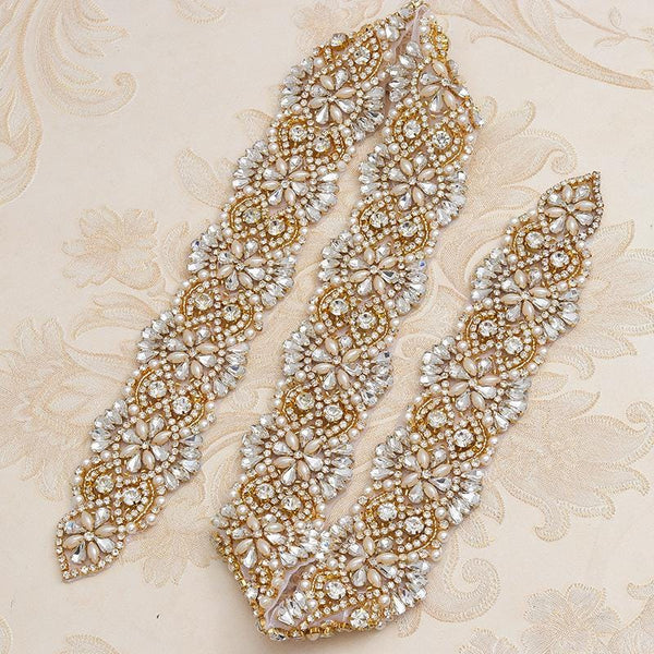 Rhinestone Bridal Belt Applique: Iron-On Patch (1 Yard)