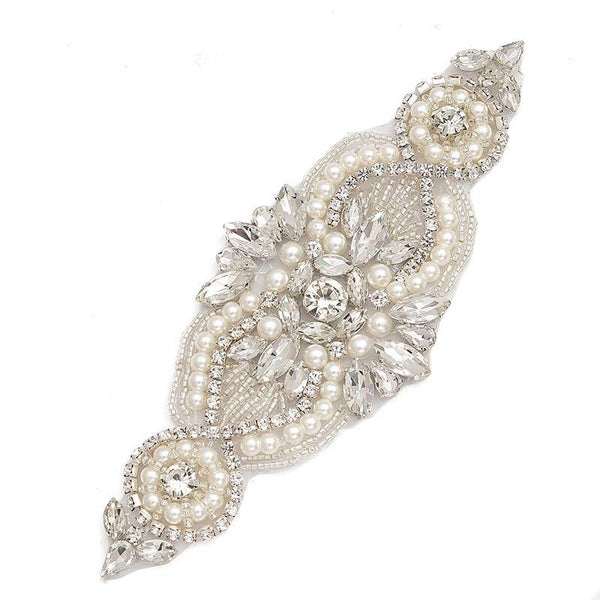 Rhinestone Bridal Applique: Iron-On Patch for Wedding Dress