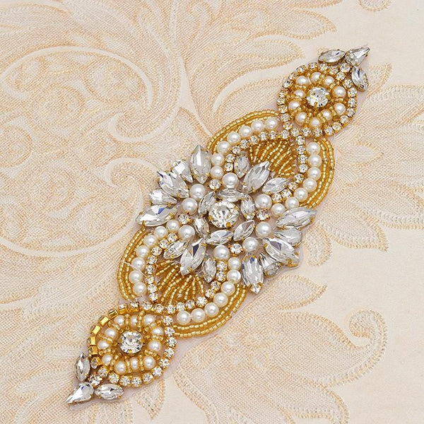 Rhinestone Bridal Applique: Iron-On Patch for Wedding Dress