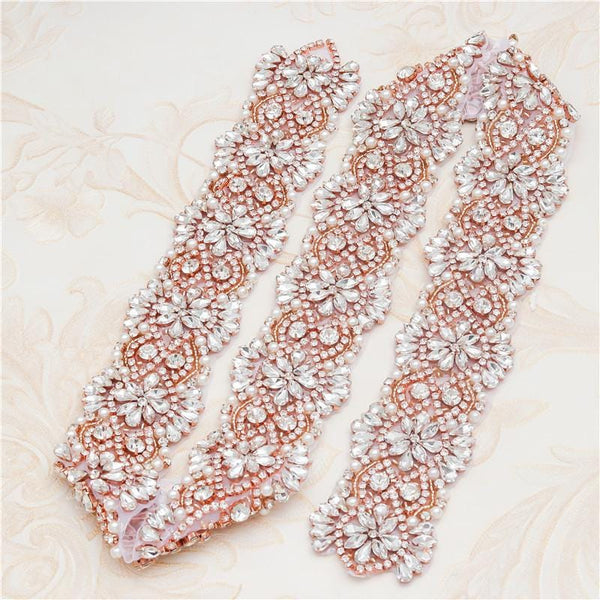 Rhinestone Bridal Belt Applique: Iron-On Patch, 2-inch Wide Trim