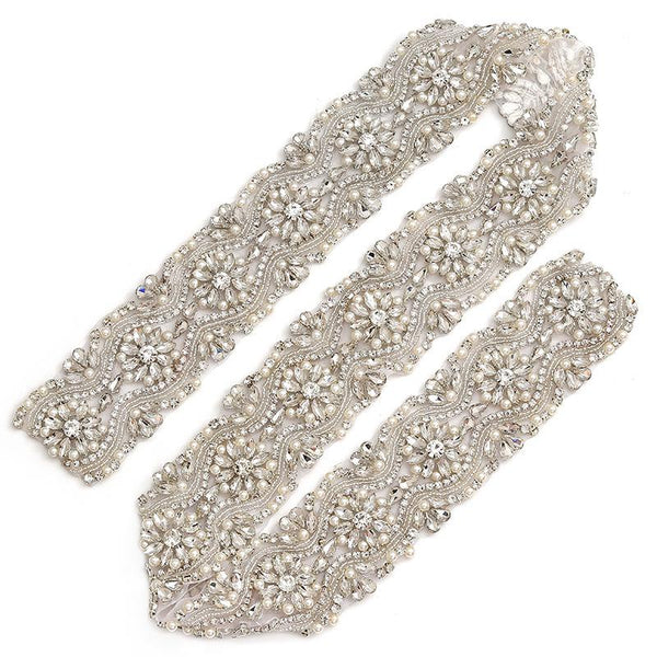 Rhinestone Bridal Dress Applique: Iron-On Rhinestone Trim (Per Yard)