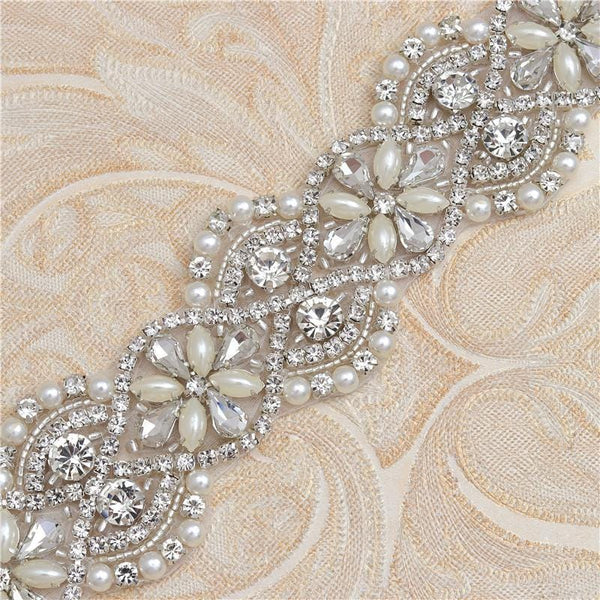 Rhinestone Bridal Applique: Iron-On Patch for Wedding Dress