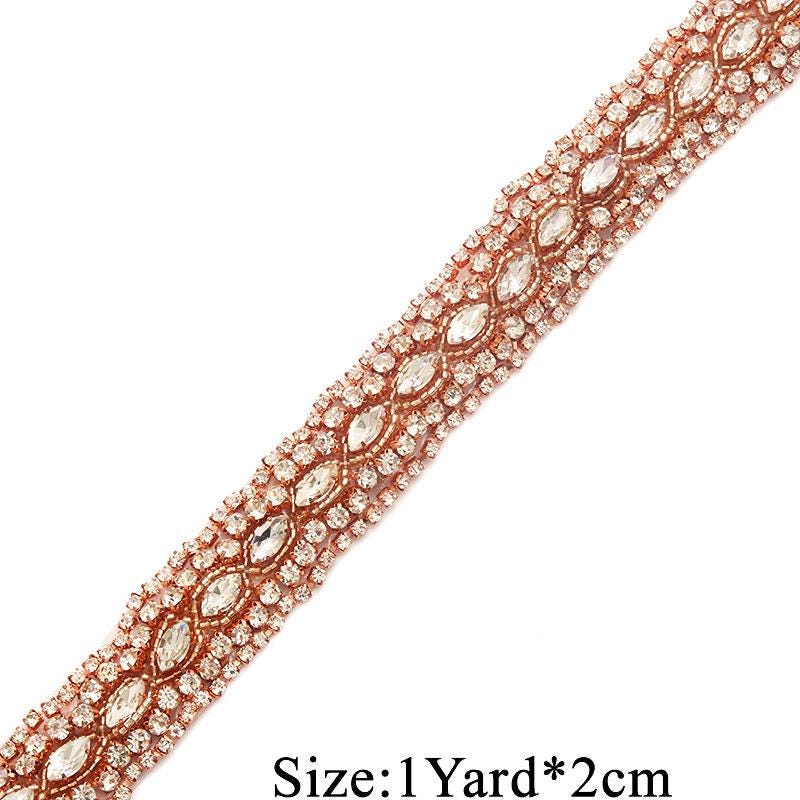 Rhinestone Bridal Dress Applique: Iron-On Patch, Belt Trim (2cm Wide)