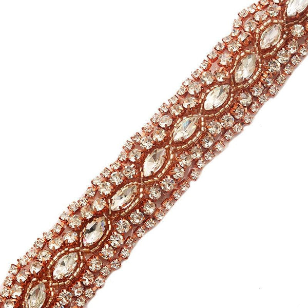 Rhinestone Bridal Dress Applique: Iron-On Patch, Belt Trim (2cm Wide)