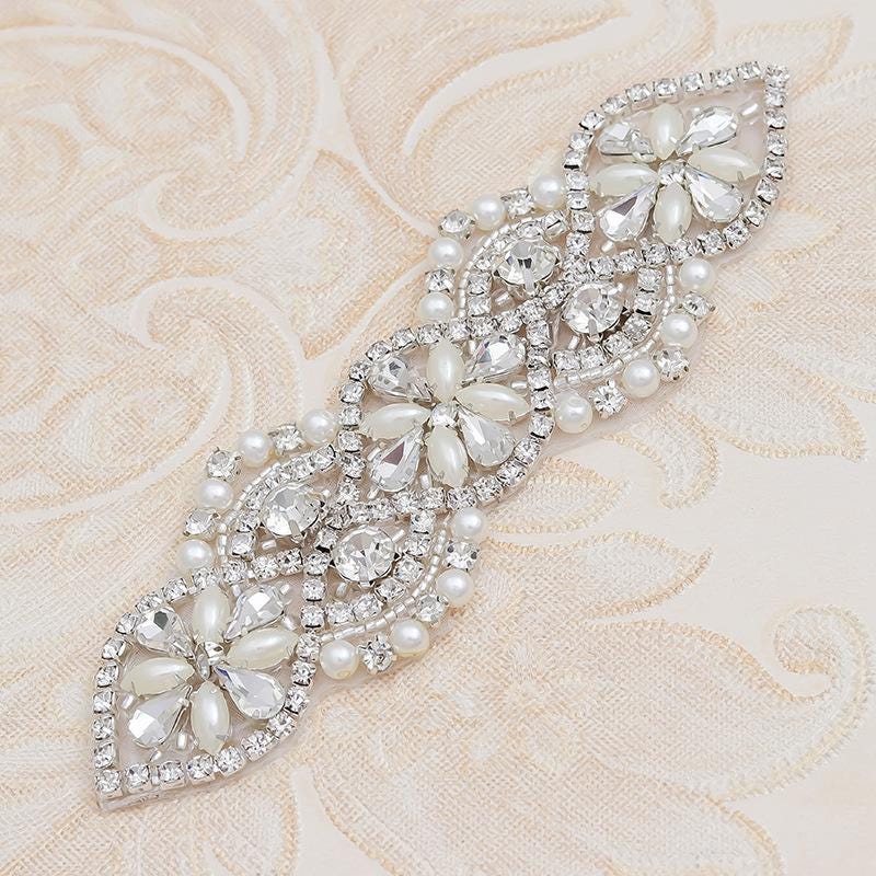 Rhinestone Bridal Applique: Iron-On Patch for Wedding Dress