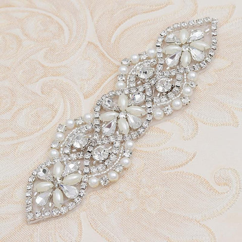 Rhinestone Bridal Applique: Iron-On Patch for Wedding Dress