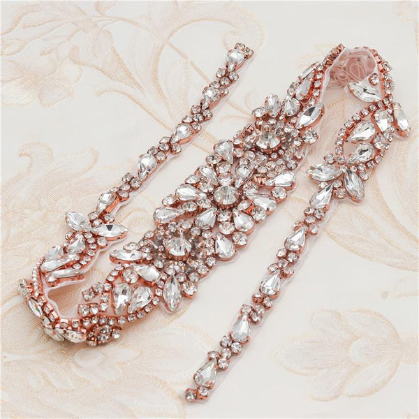 Rhinestone Bridal Applique: Iron-On Patch for Wedding Dress Belt (23 5/8 in)