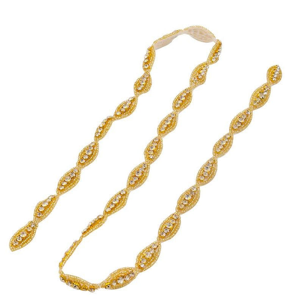 Rhinestone Bridal Applique: Iron-On Patch, Dress Belt Trim (ARA-36)