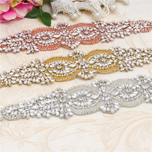 Rhinestone applique for bridal dress, rhinestone patch, iron-on patch for bridal gown, rhinestone belt applique ARA-37