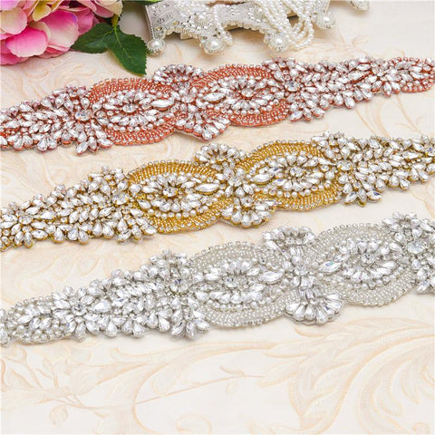 Rhinestone applique for bridal dress, rhinestone patch, iron-on patch for bridal gown, rhinestone belt applique ARA-37