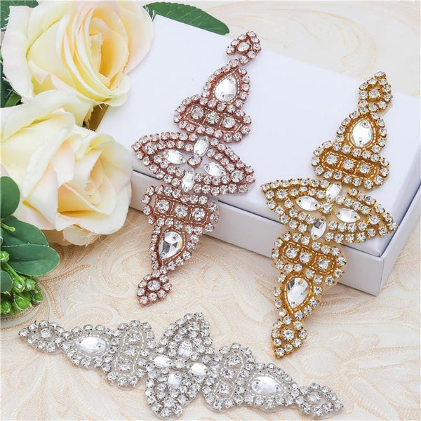 Rhinestone Bridal Applique: Iron-On Patch for Wedding Dress