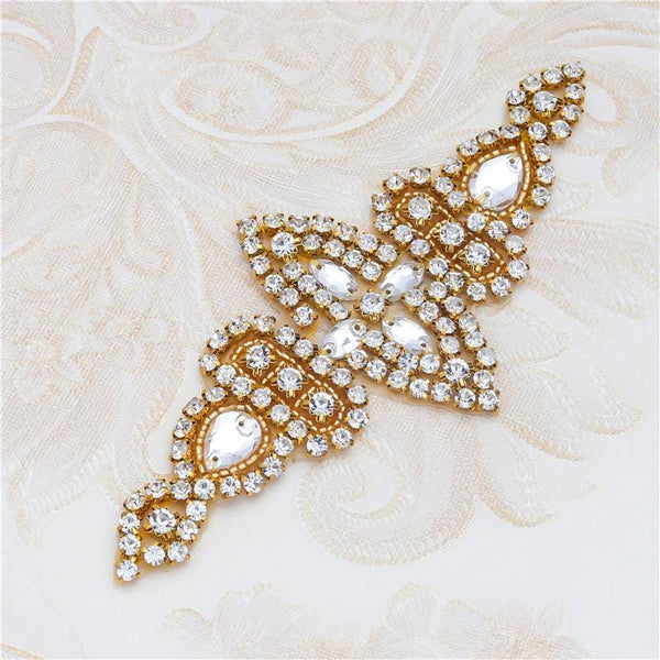 Rhinestone Bridal Applique: Iron-On Patch for Wedding Dress