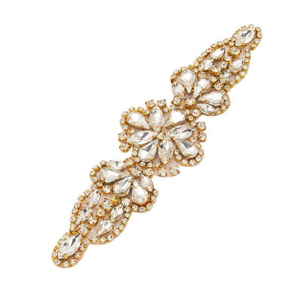 Rhinestone Bridal Applique: Iron-On Patch for Wedding Dress