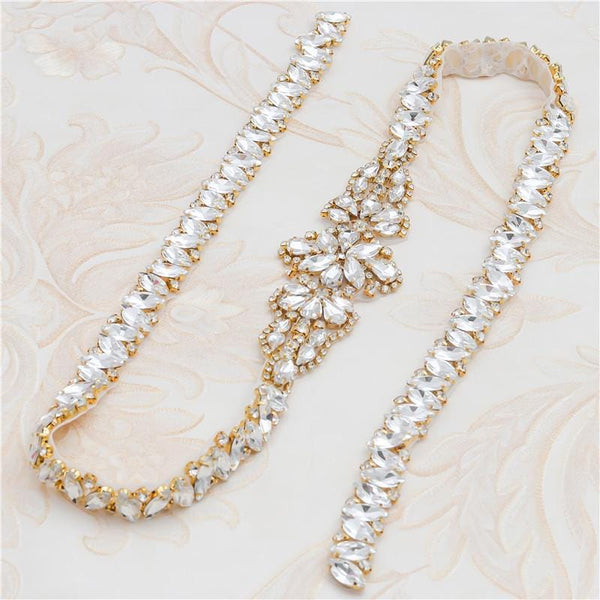 Rhinestone Bridal Belt Applique: Iron-On Patch (1 Yard)