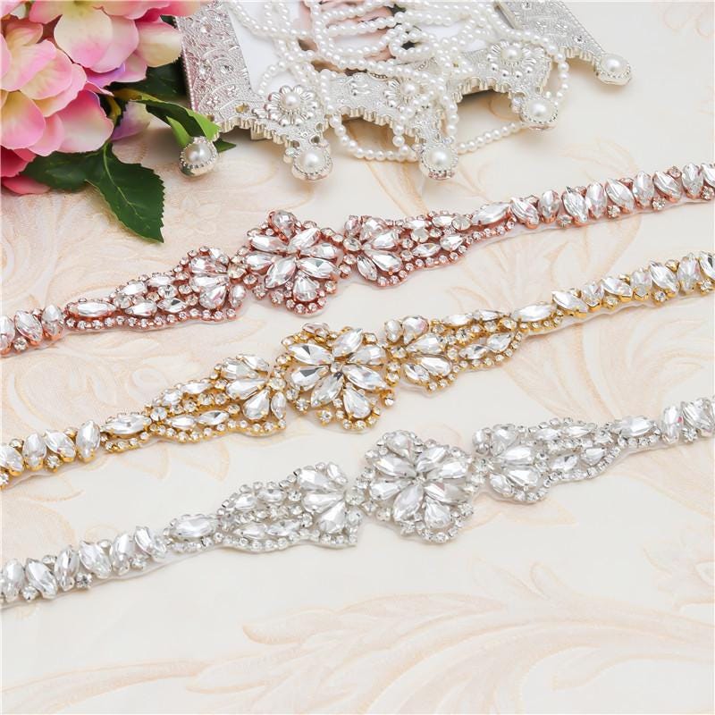 Rhinestone Bridal Belt Applique: Iron-On Patch (1 Yard)