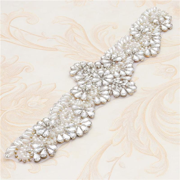 Rhinestone Bridal Applique: Iron-On Patch for Wedding Dress