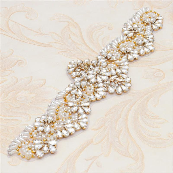 Rhinestone Bridal Applique: Iron-On Patch for Wedding Dress