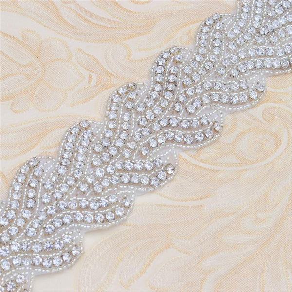 Rhinestone Bridal Applique: Iron-On Patch for Wedding Dress Belt